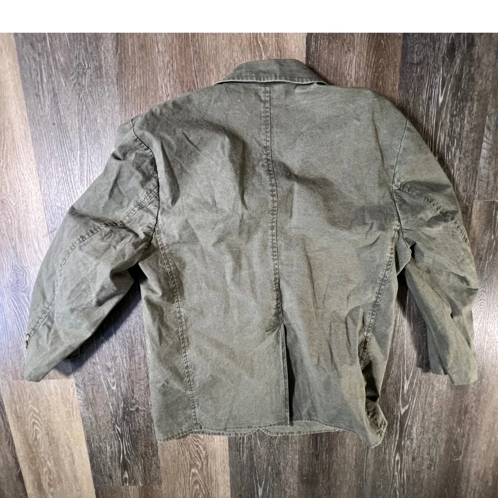 Members Only Blazer Jacket Mens 42R Olive Green Cotton Casual Two Button Coat